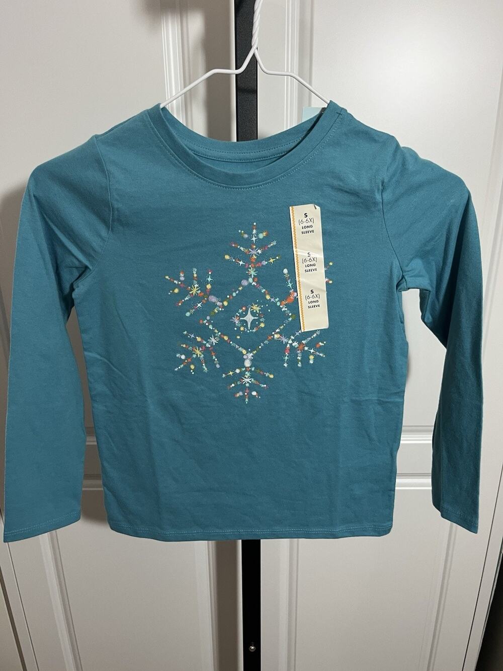 NEW Girls Holiday Christmas Aqua Long Sleeve Shirt 6 6X